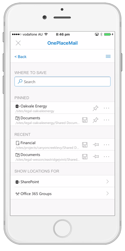 The OnePlaceMail App works on all platforms and devices supported by Microsoft Outlook.