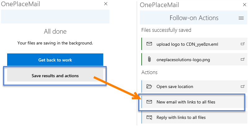 Create a new email with links to attachments