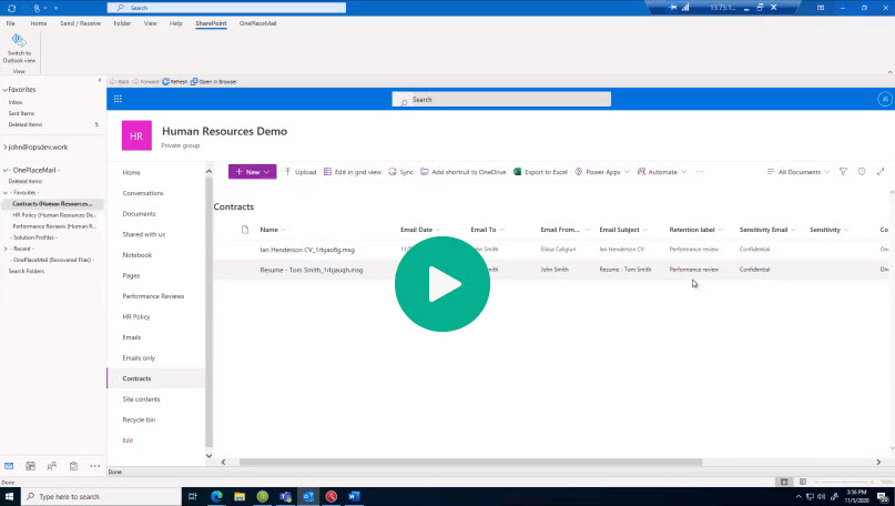 when a user saves an item to a SharePoint location, they can select the correct content type and apply any additional metadata.