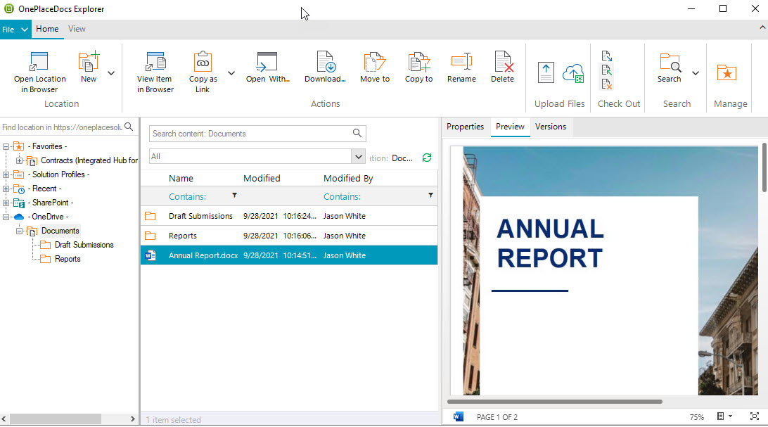 OnePlace Solutions provides a central access point to allow you to access all your documents in Microsoft 365, regardless of where they may be saved.