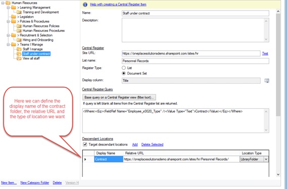 sharepoint hr central register