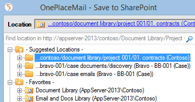 Suggest locations to save emails within SharePoint/Office 365