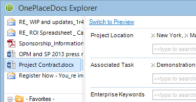 View / edit item properties in OnePlaceDocs without having to go into SharePoint