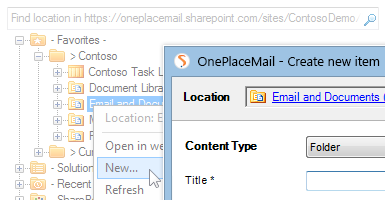 Create New folders and New document sets for SharePoint