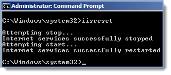 Type iisreset and press Enter: 