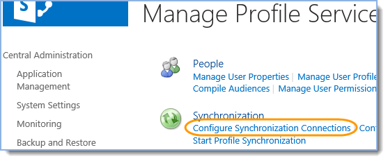 Click Configure Synchronization Connections: 