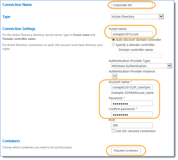 Click “Populate containers”: