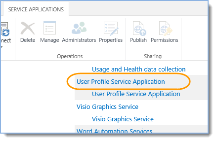 Click on the User Profile Service Application: 