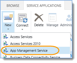 Click New – App Management Service: 