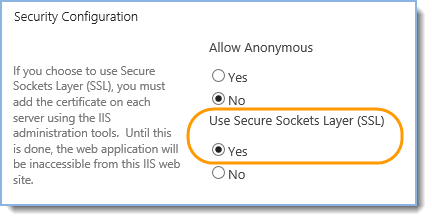 Change SSL option to “Yes”: 