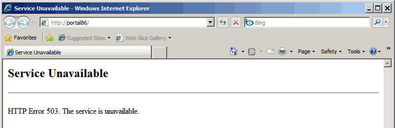 After installing the OnePlaceMail SharePoint solution using the OnePlaceMail Configuration Utility you try to access your SharePoint site you receive the following error message in the web browser.