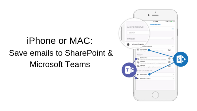 Save emails to SharePoint & Microsoft Teams from your iPhone or MAC